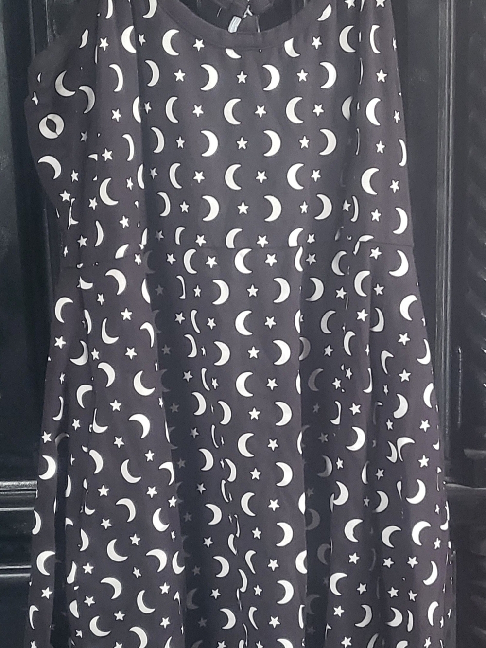 Black Skater Dress All Over Print Moon & Star